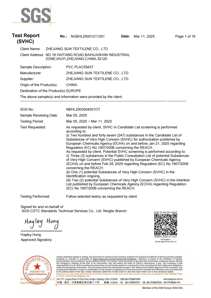 Teslin EU REACH Report