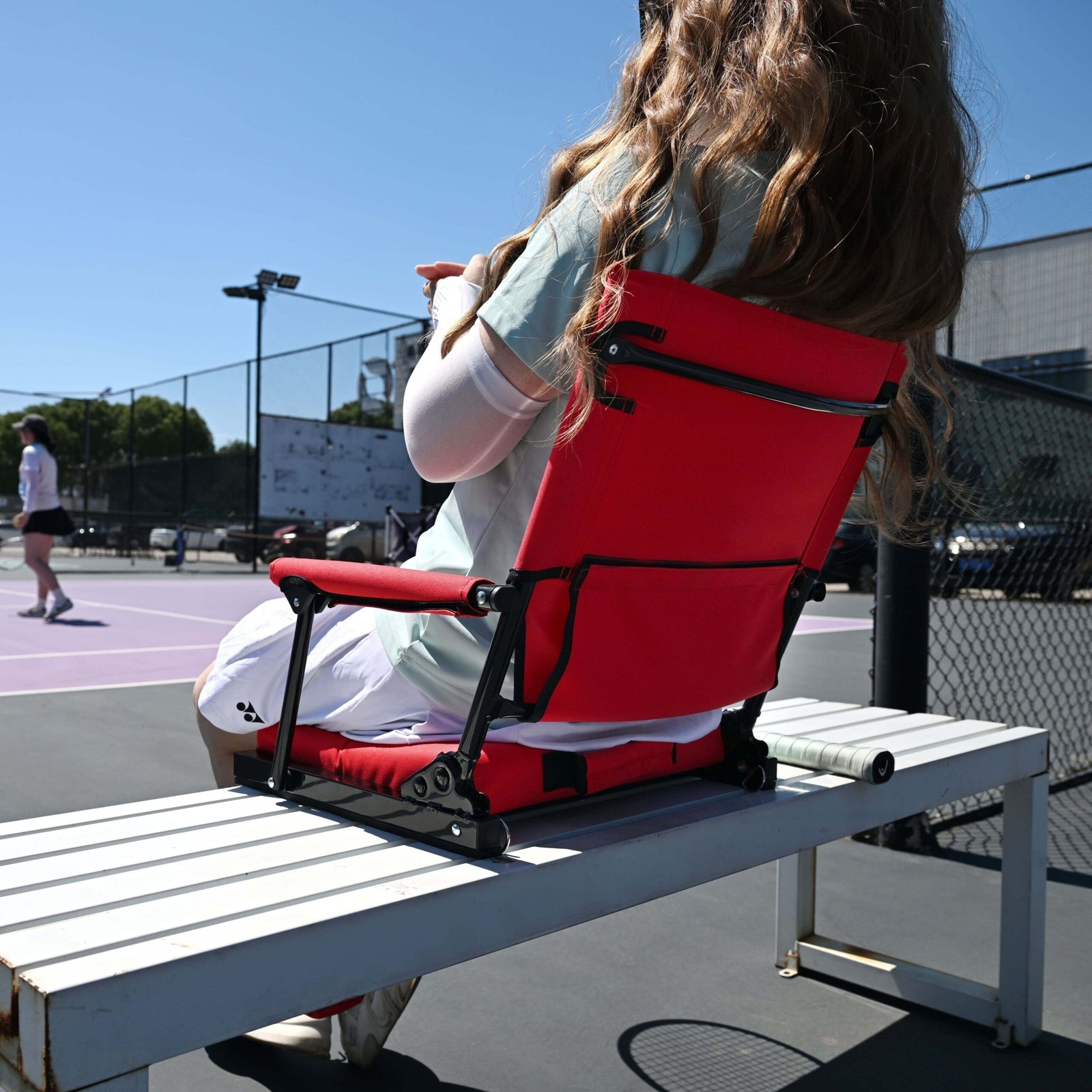 Stadium bleacher chairs with arms