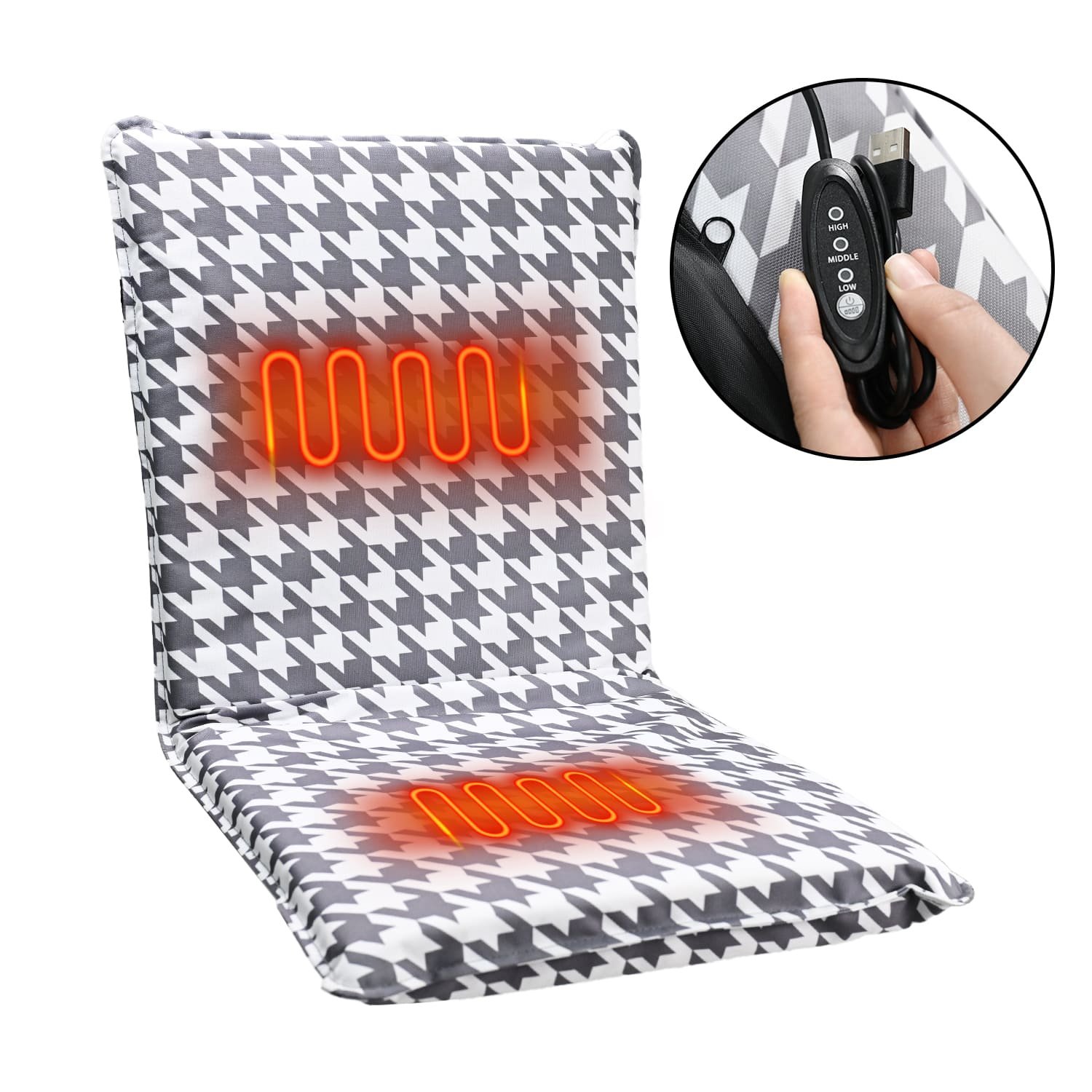 heated reciling stadium seat with cushion